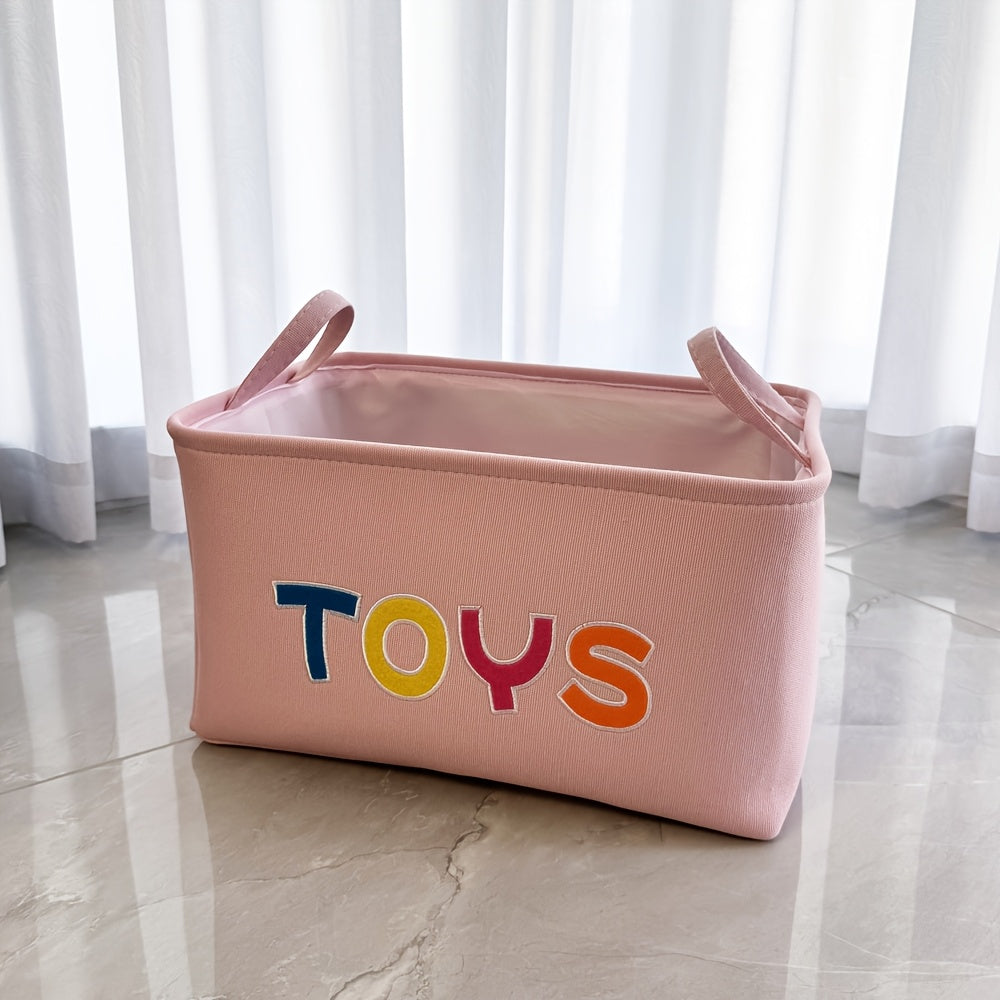 Pink Embroidered Storage Basket for Girls for Toys Clothes and Desk Organization