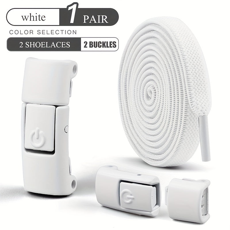 Unisex Stretch Rubber Shoe Laces Tieless Shoelaces With Buckle