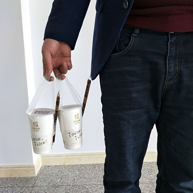 Прозрачные пластиковые сумки-держатели для стаканов для молочного чая и кофе, T-образные, упаковка 100