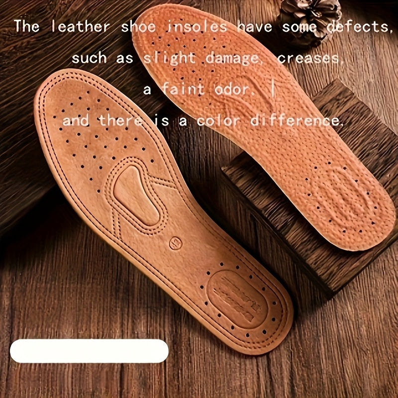 2Pcs Unisex Cowhide Shoe Pads Breathable Perforated Comfortable