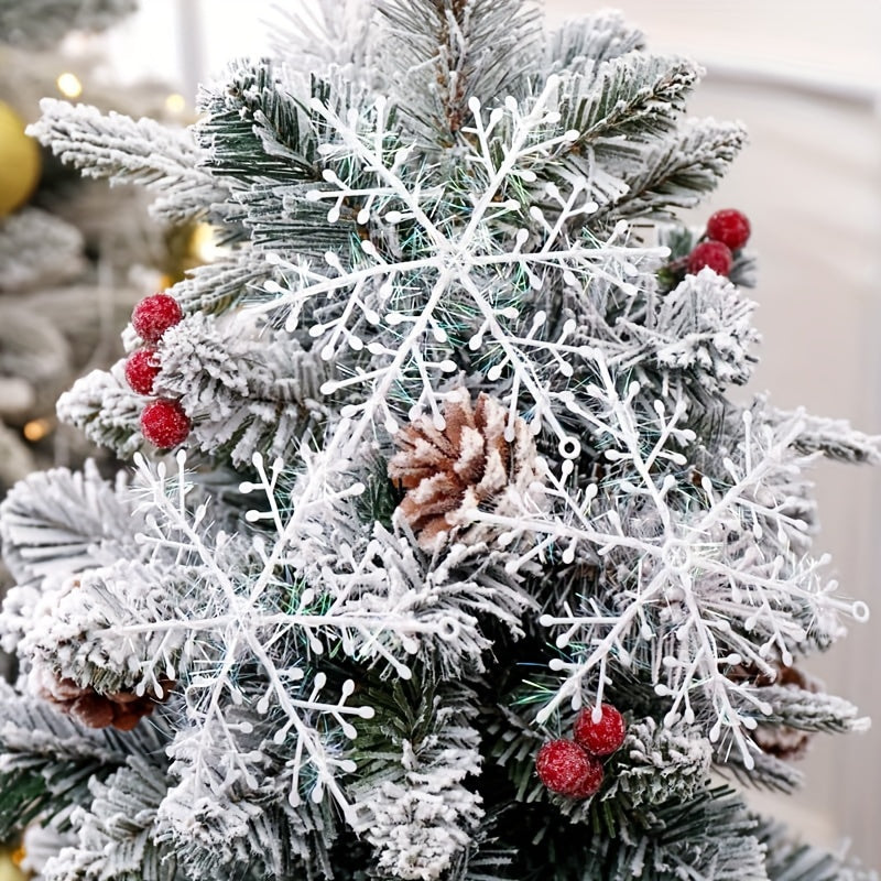 Set of 12 White Snowflake Ornaments for Christmas Tree and Holiday Decor