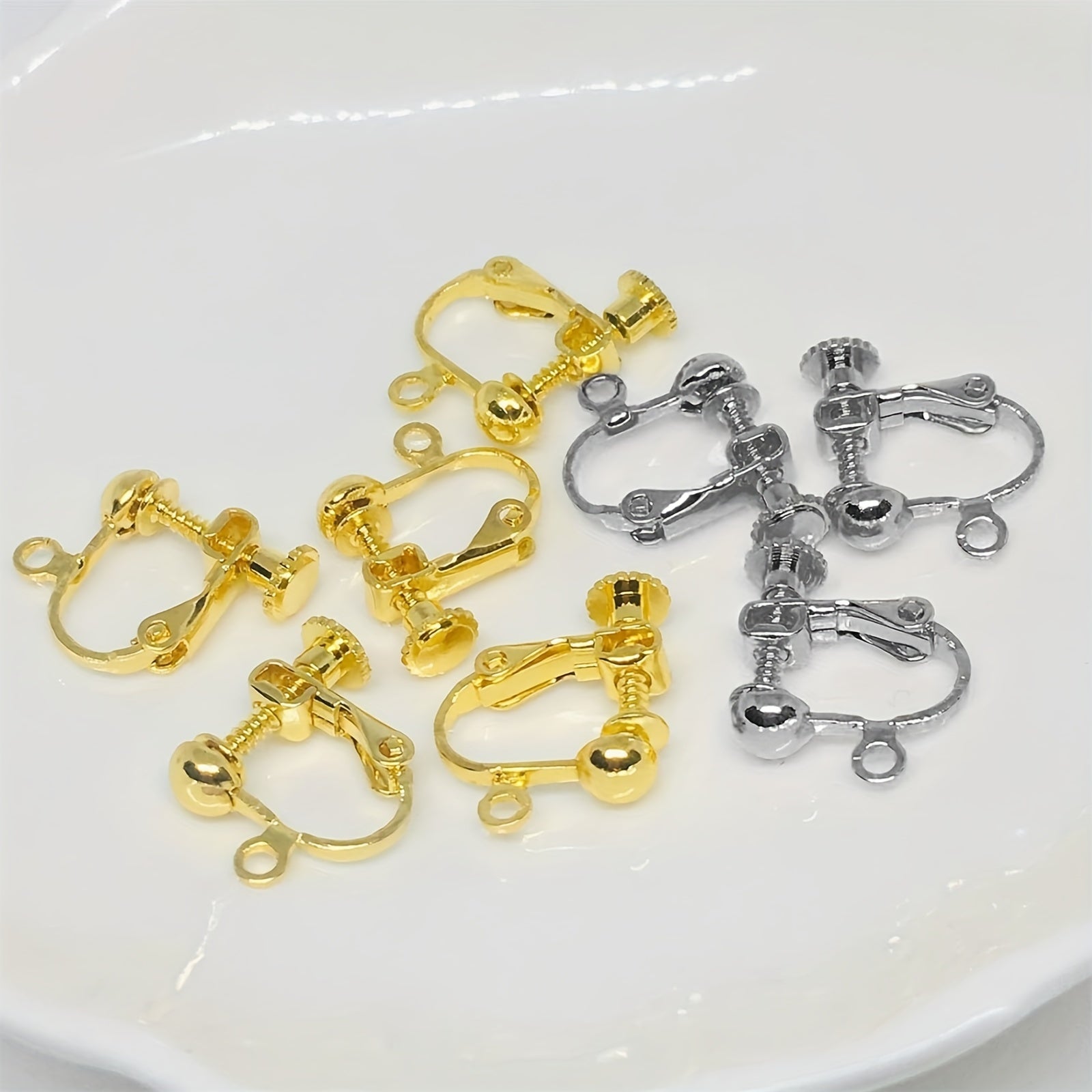 20 пар украшений для ушей с зажимами, без прокола, против боли, подушки, белое золото