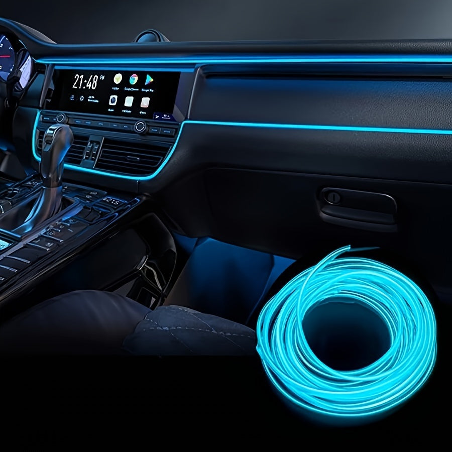 Tira de luces LED para interior de coche universal azul USB luz de acento fresca