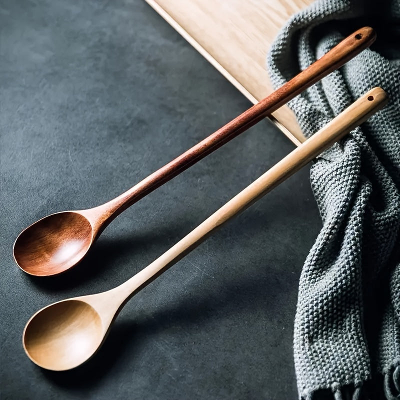 Wooden Serving Spoon 13-Inch Long Handle Ergonomic Kitchen Utensil for Cooking and Serving