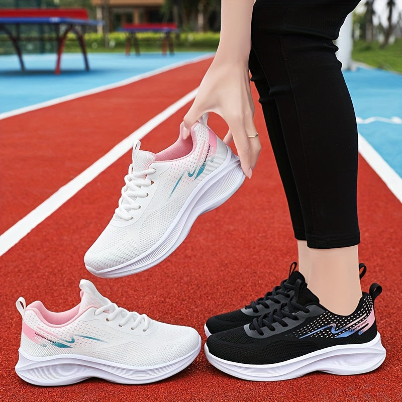Women's Breathable Knit Sneakers Casual Lace Up Outdoor Shoes Lightweight Low Top Sports