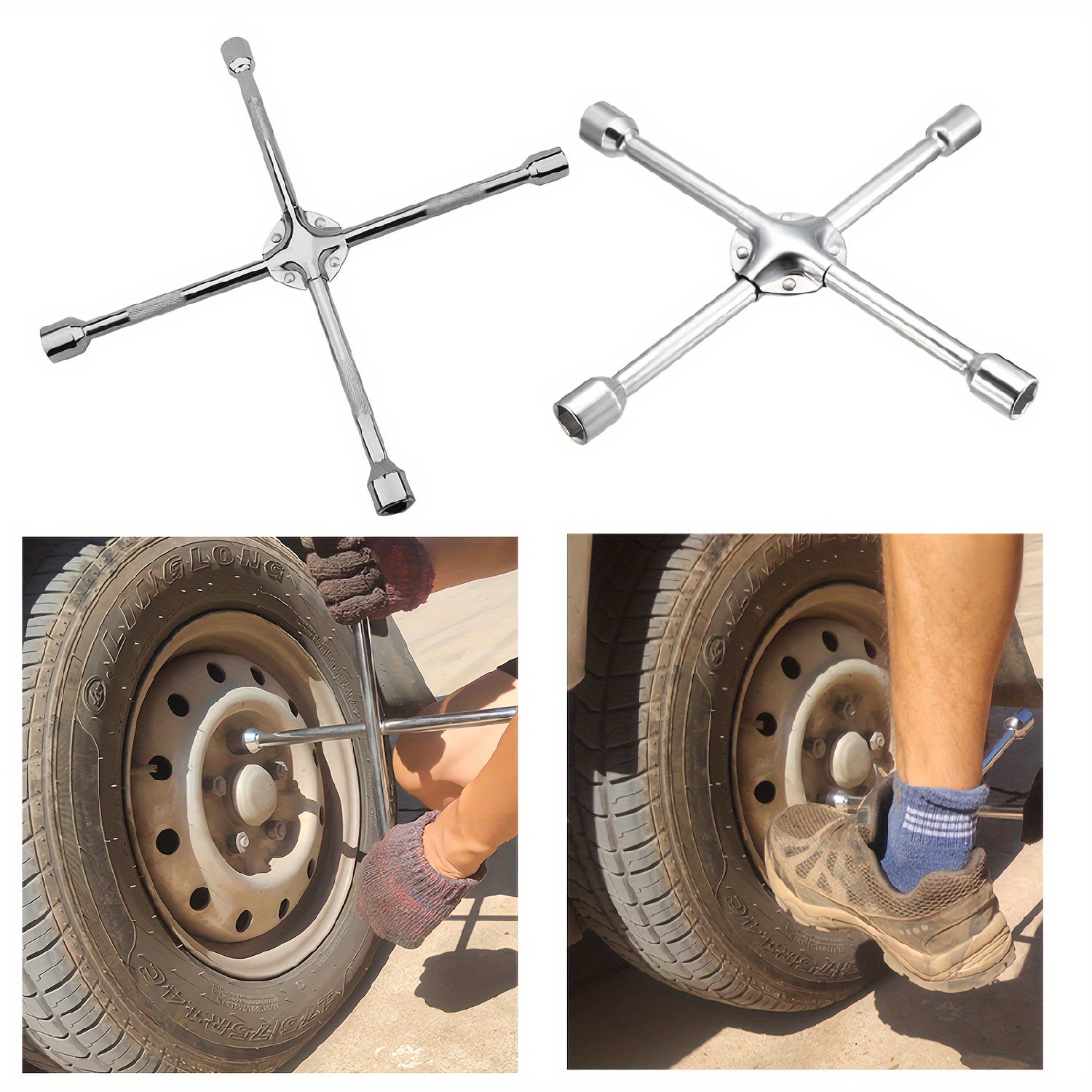 Универсальный 14-дюймовый тяжелый 4-сторонний крестовой ключ для ремонта автомобильных шин