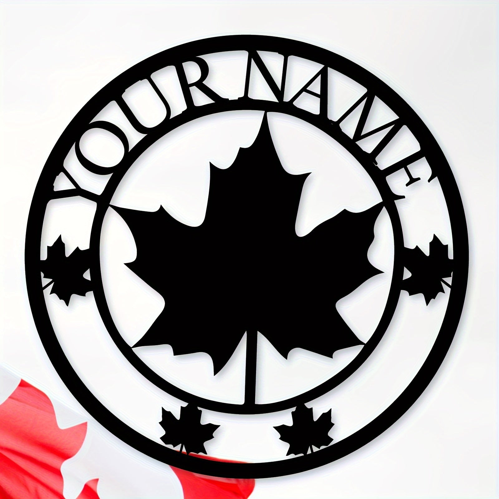 Custom Family Name Sign with Maple Leaf Metal Wall Art for Canadian Decor