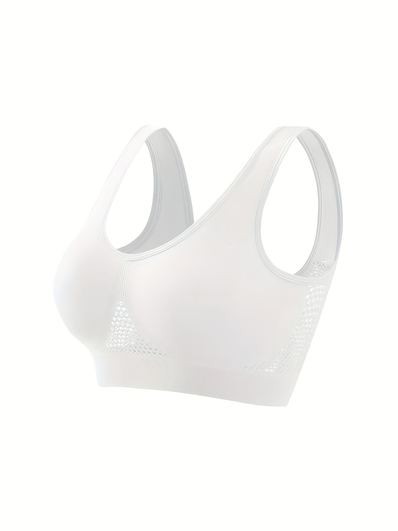 Plus-Size Women's Breathable Mesh Yoga Bra Solid Color Hollow Design