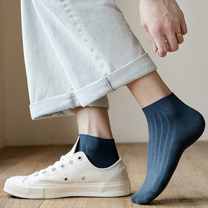 Set de 5 calcetines cortos para hombre, transpirables y que absorben la humedad, de poliéster y spandex, verano