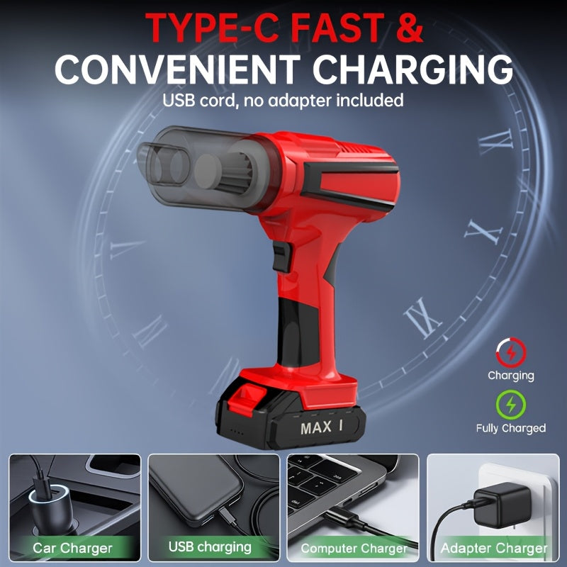 Kuchli so'rish qobiliyatiga ega, simsiz brushless motorli portativ mini qo'l vakuum tozalagich. Tozalash, changni puflash, kichik narsalarni shishirish uchun yuqori quvvatli USB orqali zaryadlanadigan, turli xil qo'shimchalar bilan.