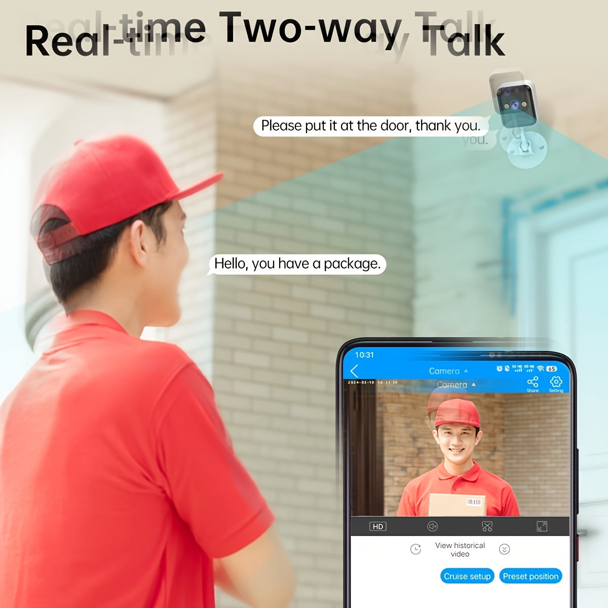 Cámara de seguridad inalámbrica 1080P HD visión nocturna audio bidireccional detección de movimiento WiFi app
