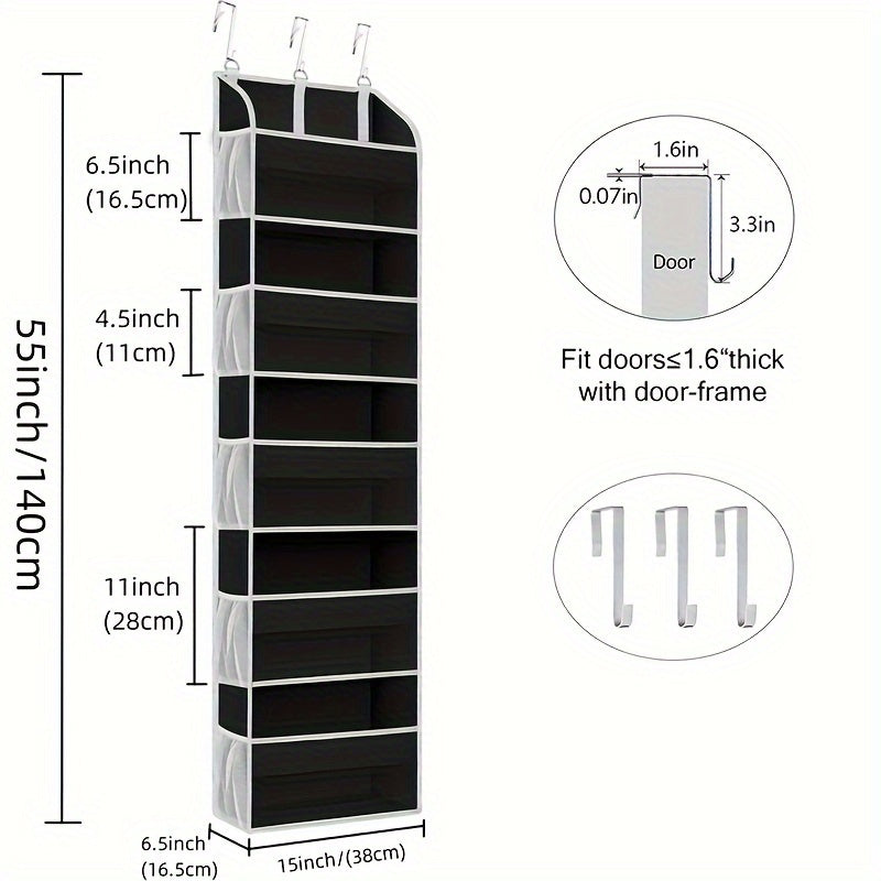 Organizador de almacenamiento para colgar en la puerta con 5 bolsillos y bolsas de malla para zapatos, pañales y más