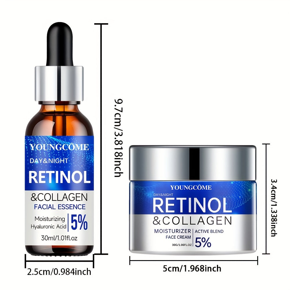 Conjunto de cuidado de la piel con retinol y ácido hialurónico para todo tipo de piel, reafirmante e hidratante, invierno, otoño, sin alcohol