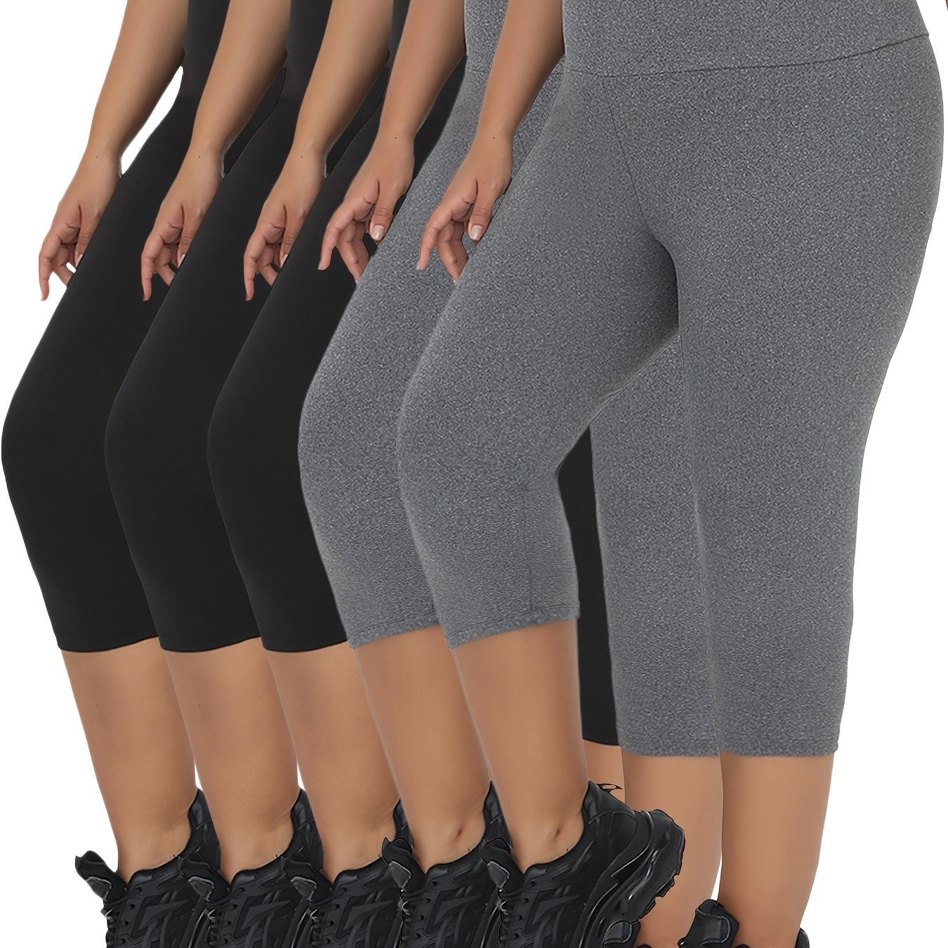 Plus Size High Waisted Soft Capri Leggings for Yoga and Running
