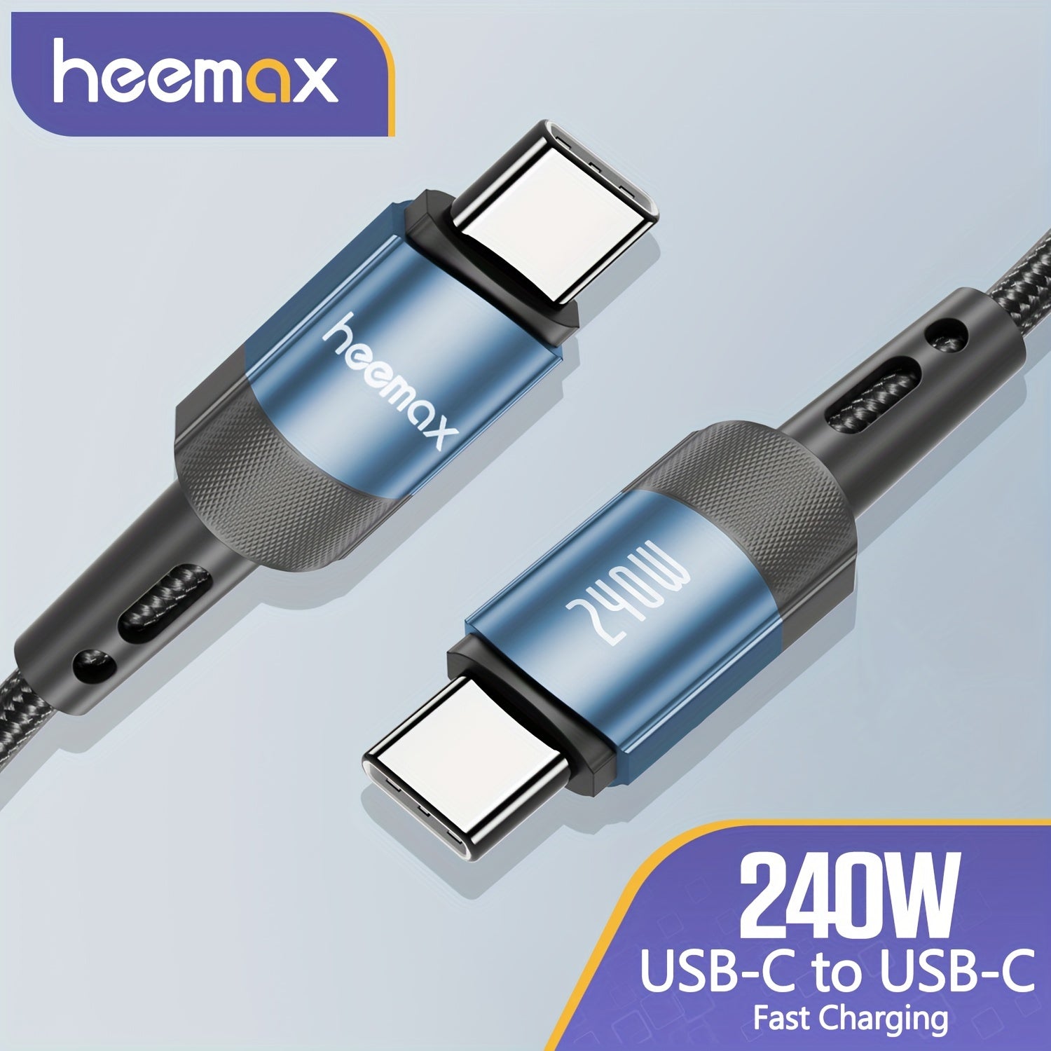 USB C to USB C Cable 240W Fast Charging Nylon Flat Matte for Phones and Devices