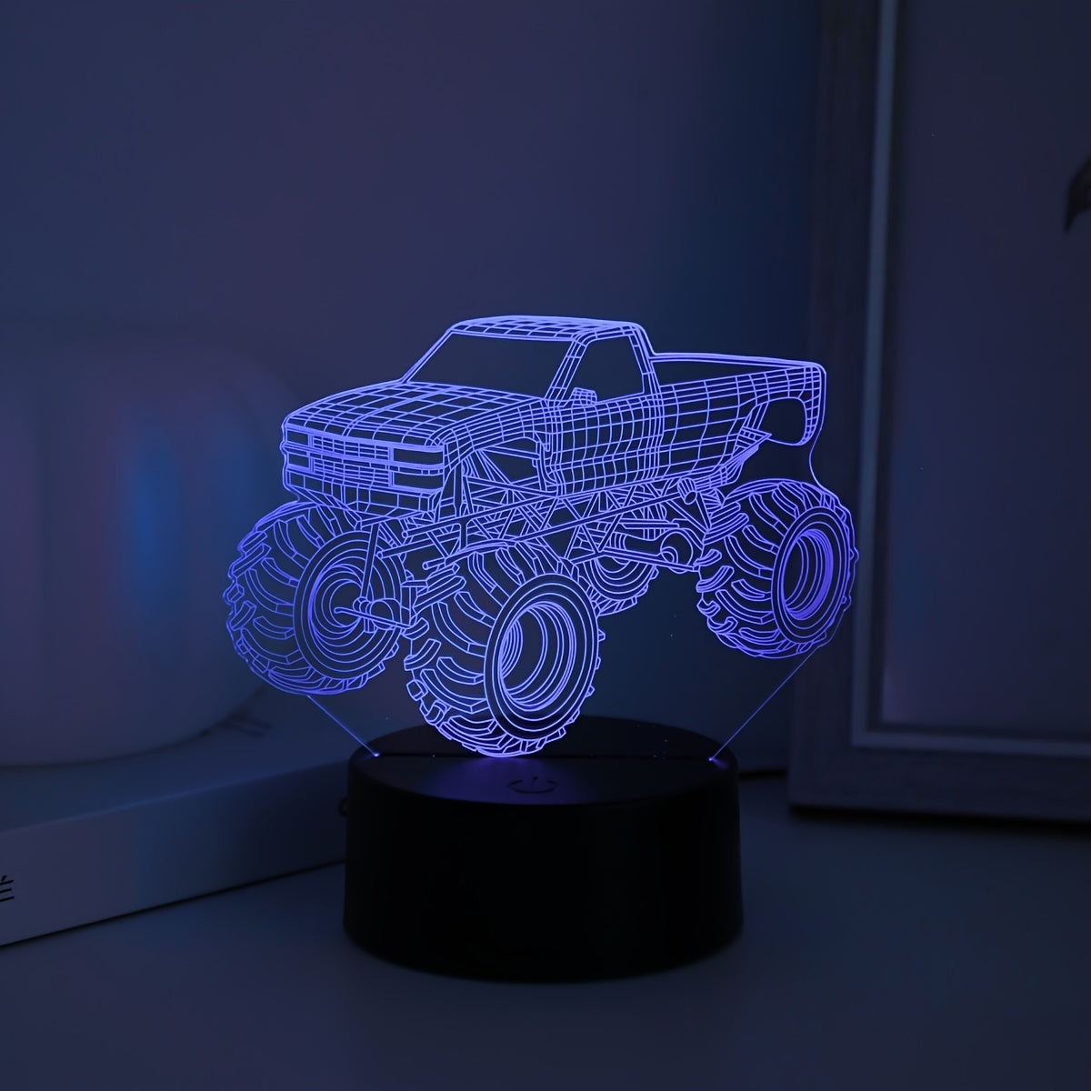 Modern Monster Truck 3D Illusion Table Lamp Touch Control USB Desk Night Light