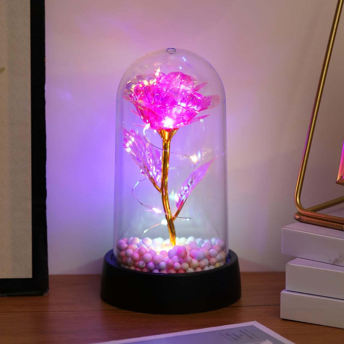 LED Rose Flower Night Light Battery Operated for Bedroom Decor Gifts