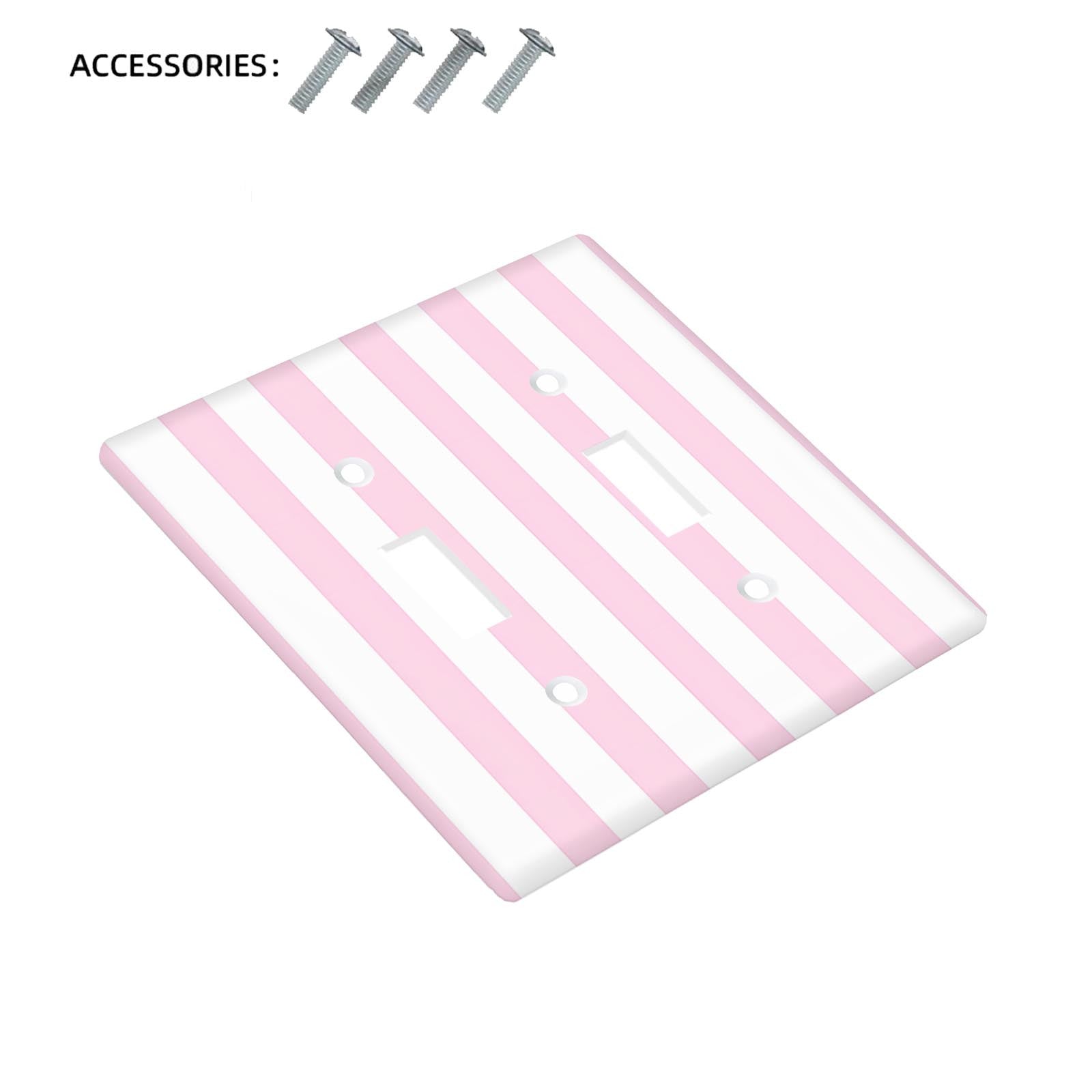 Pink Striped Light Switch Cover Easy to Install No Batteries Required