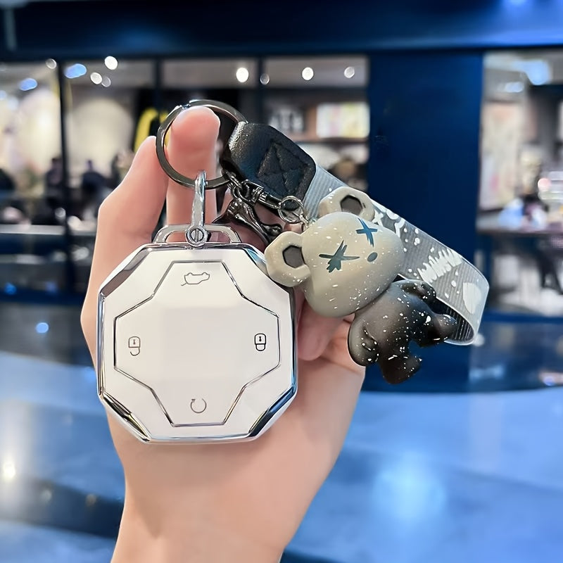 Key Shell for Car Keys TPU Protective Case with Keychain Octagonal Style