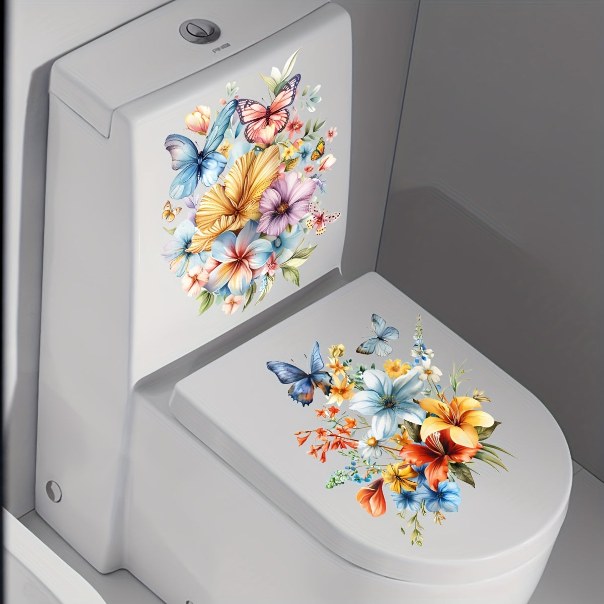 DIY Floral Toilet Seat Stickers Self-Adhesive Ceramic Surface Decal