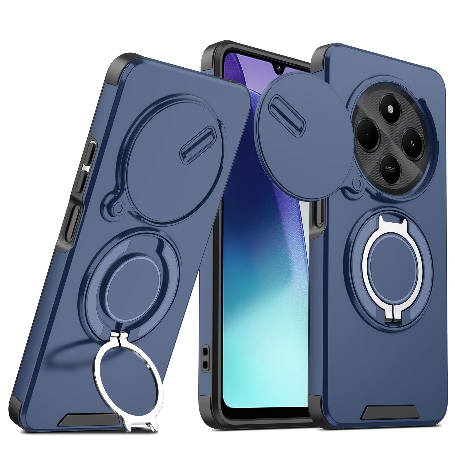 Sliding Camera Protective Phone Case for Redmi Xiaomi Poco with Shockproof Bracket and Stand