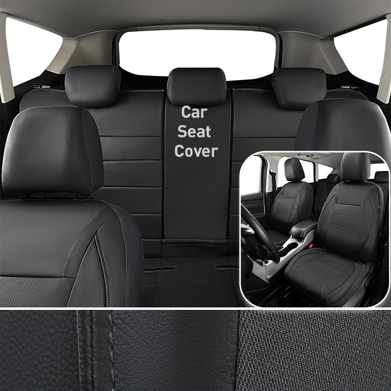 Full Coverage Faux Leather Car Seat Cover for Front Seats All-Season Protection