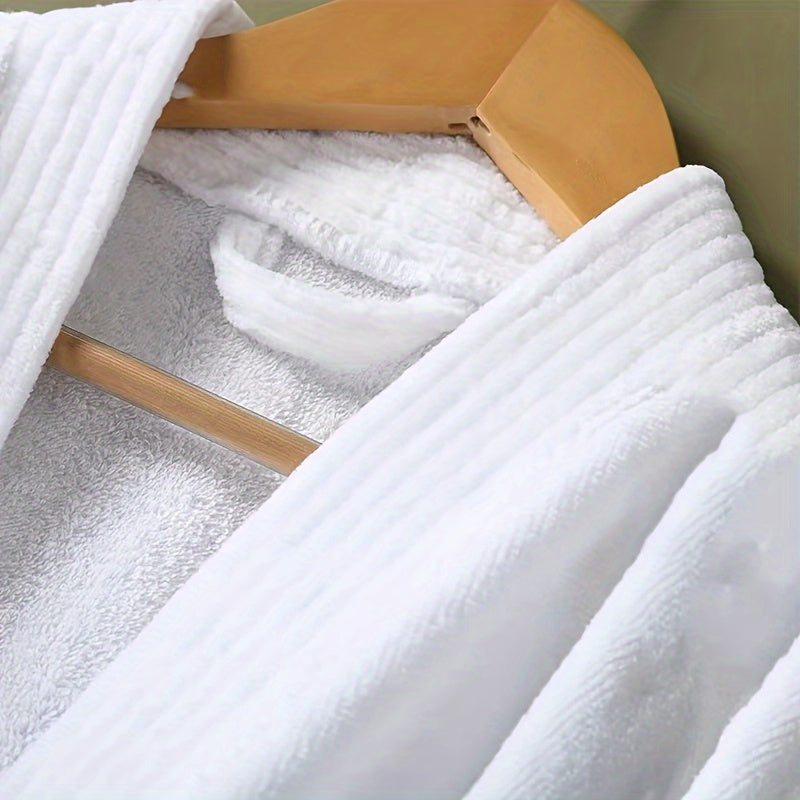 Cotton Bathrobe for Men and Women Quick-Dry Velvet Fabric Pink Blue Stripes