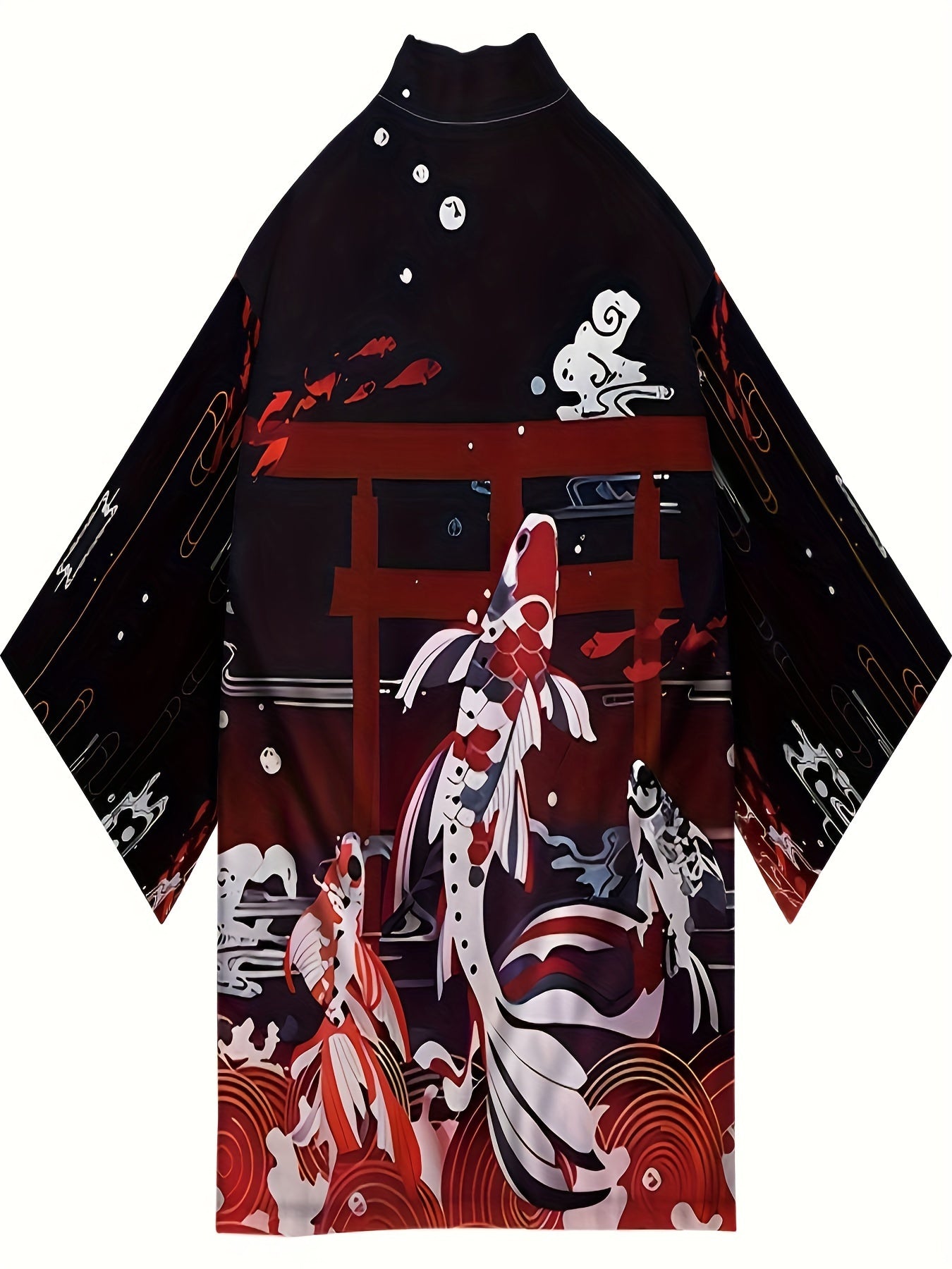 Katta o'lchamdagi erkaklar uchun etnik uslubdagi gullar printi bilan keng fitli kardigan kimono.