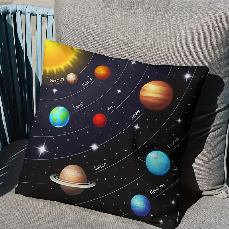 Double-Sided Solar System Throw Pillow Cover 45cm Woven Decorative Cushion Case for Home