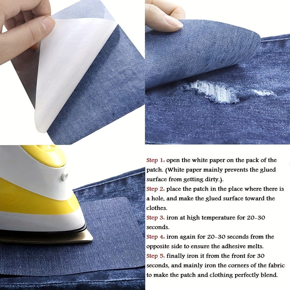 Denim Repair Patches Rectangle Iron-On for Jeans Clothing Jackets Backpacks Hats