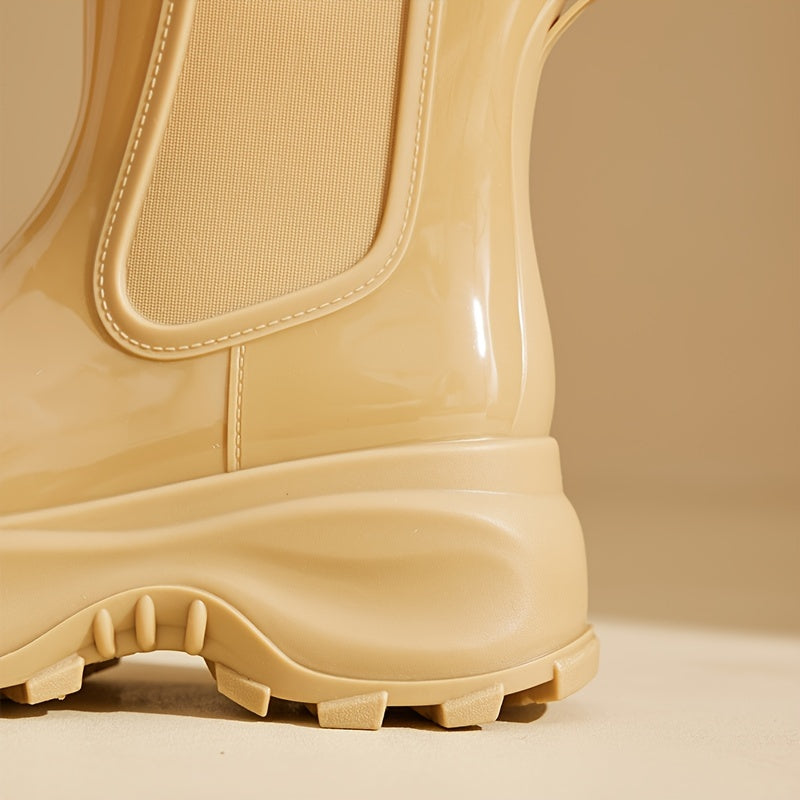 Women's Solid Color Short Boots Casual Slip-On Platform Ankle Boots