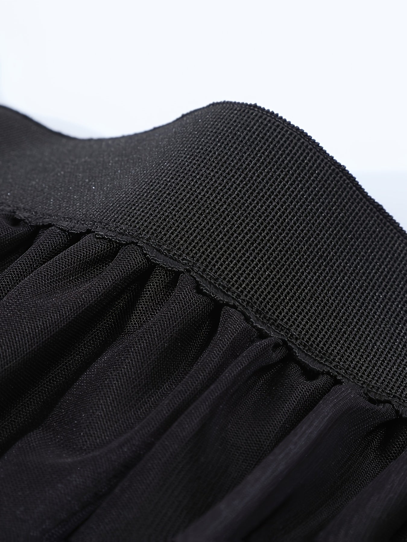 Plus Size Women's Floral Tulle Overlay A-Line Maxi Skirt Black White Elegant