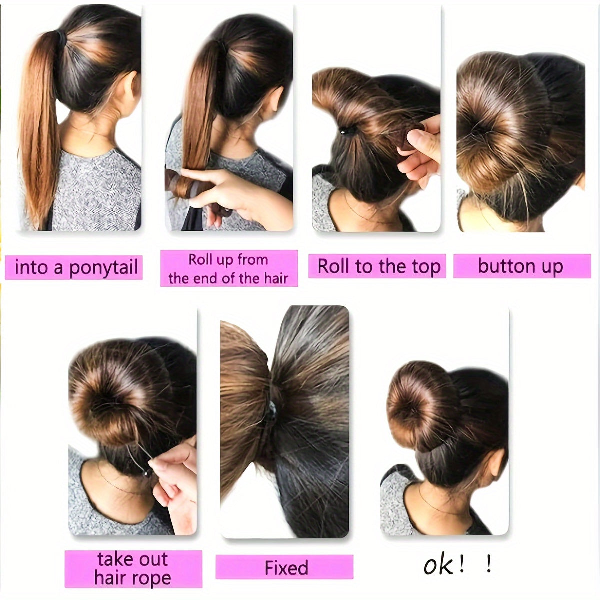 Women Vintage Mesh Hair Bun Maker Hollow Hair Ring For Updos