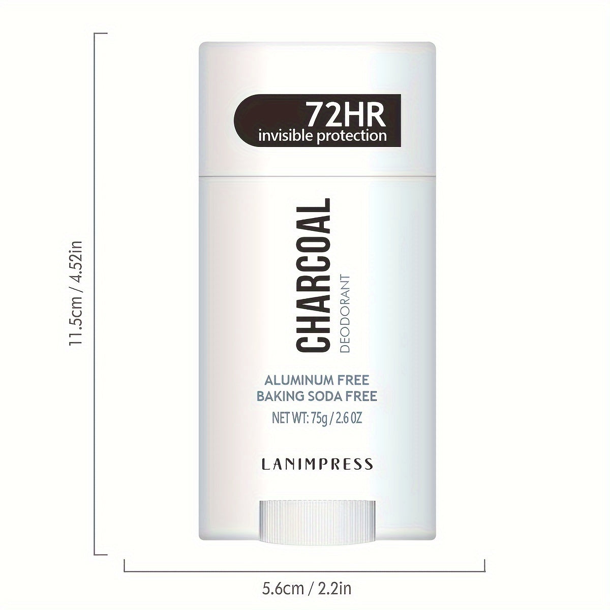 Lanimpress tomonidan 72 soat ko'rinmas himoya ko'mir deodoranti, 75g/2.6oz