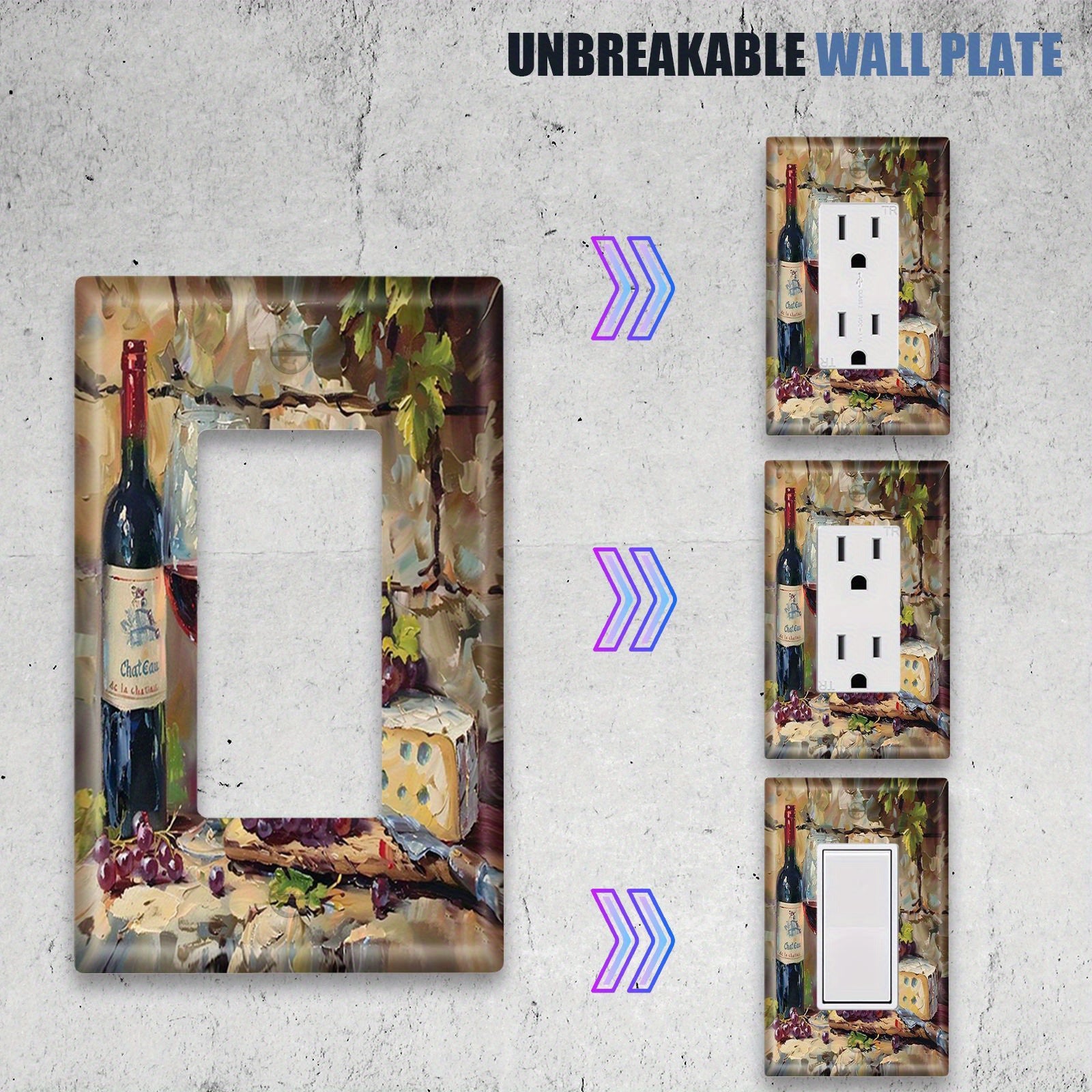 Decorative Grape Wall Plate Cover for Single and Dual Rocker Switches