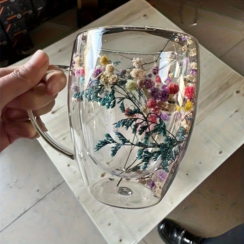 Gul Shisha Qahva Kofesi, Ikki Qavatli, Isiga Bardoshli, Har Bir Fasl Uchun Ideal, Ajoyib Sovg'a G'oyasi