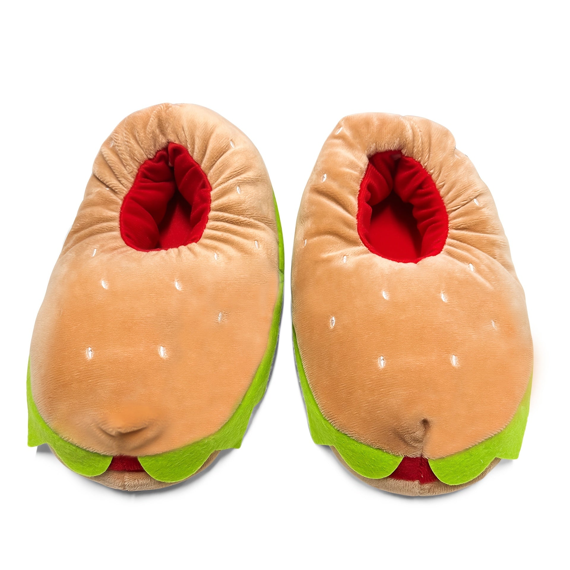 Unisex Plush Cheeseburger Slippers Non-Slip Cozy Indoor Shoes