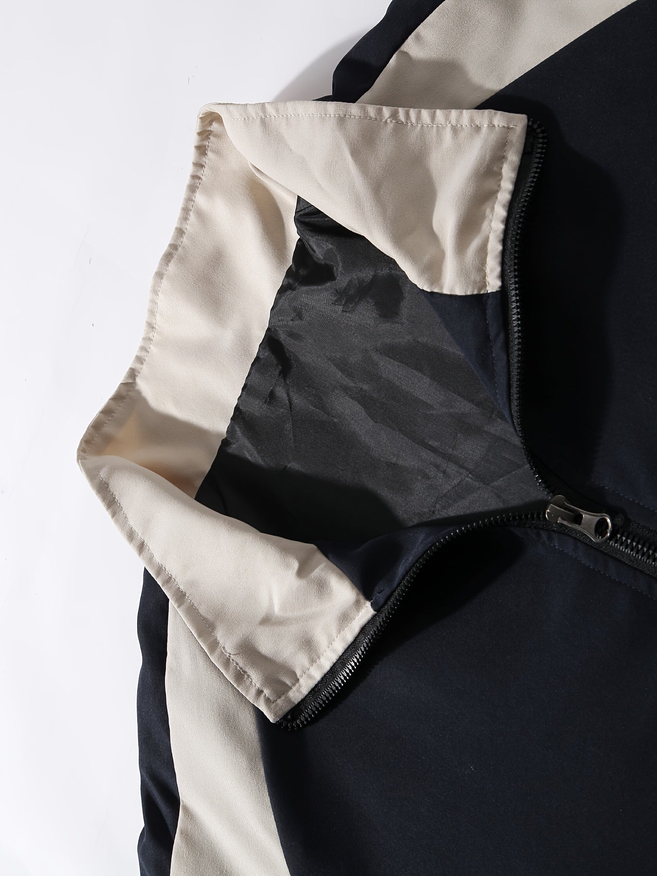 Chaqueta con cremallera de bloques de color para hombre, ligera, de poliéster, primavera y otoño, ropa urbana para exteriores