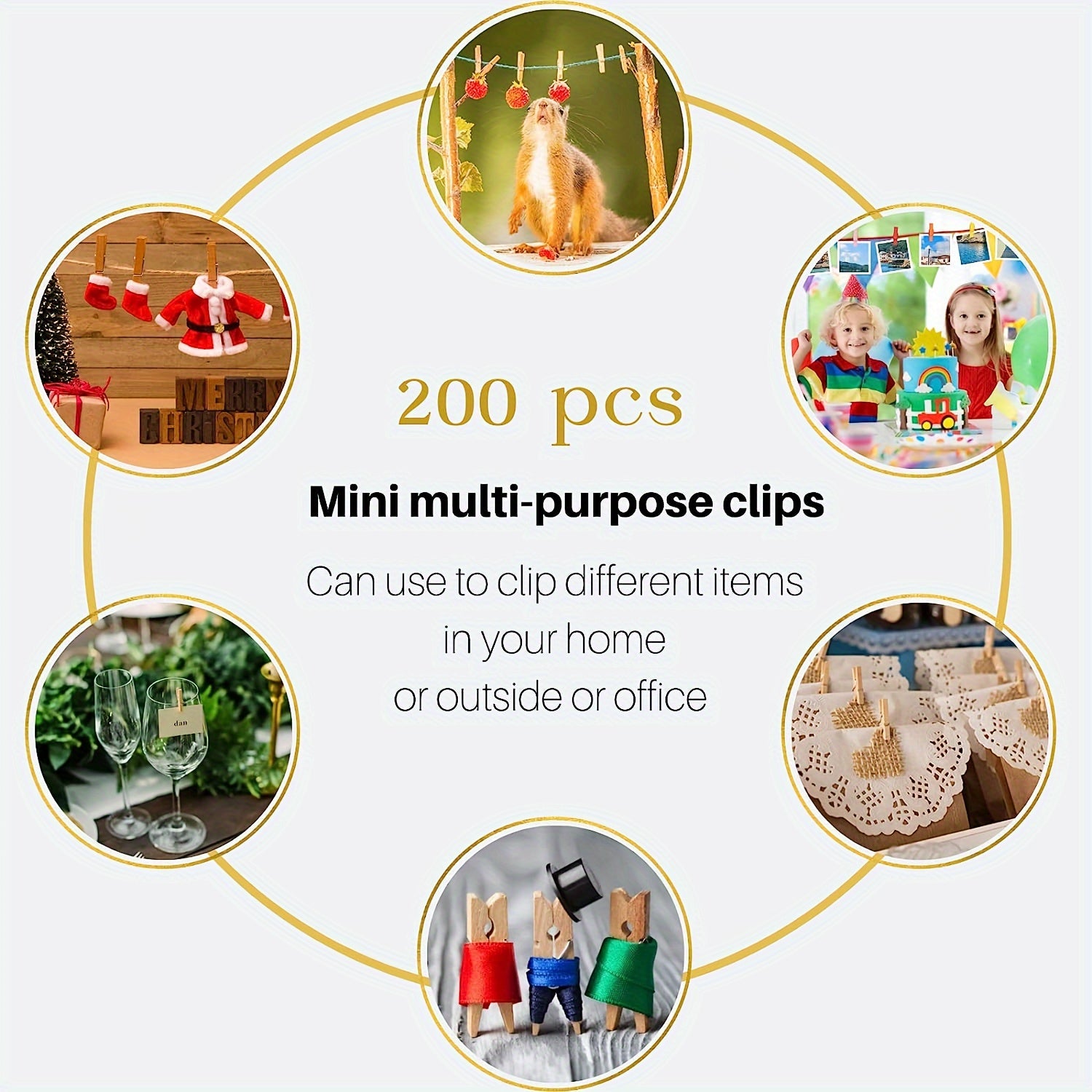 200 dona 1 dyuymli yog'och kiyimliklar va 10.06 metr jute ipi, hunarmandchilik va uy bezaklari uchun