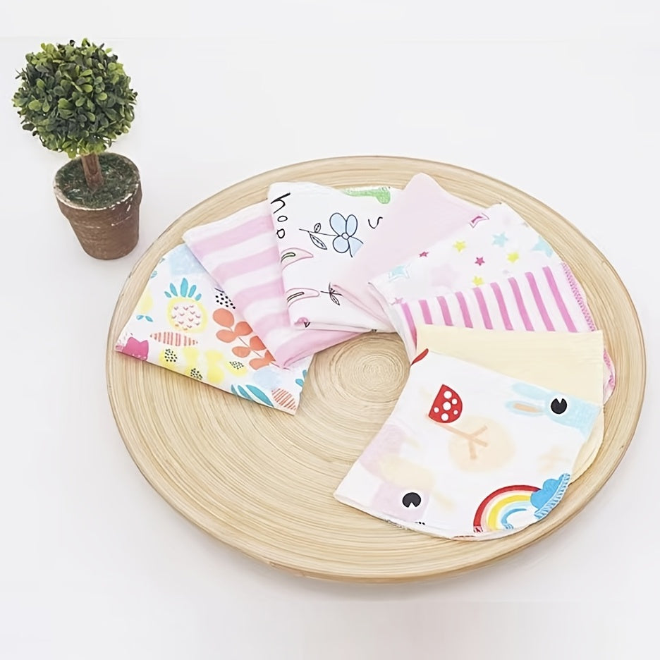 Tabiiy paxta materialidan tayyorlangan 8 dona ultra-yumshoq yuvish matolari, yuzda, hammomda, ovqatlanish uchun bib sifatida yoki burp matosi sifatida foydalanish uchun mos. To'plam turli naqshlarda keladi va chaqaloq to'yida mukammal sovg'a bo'ladi.