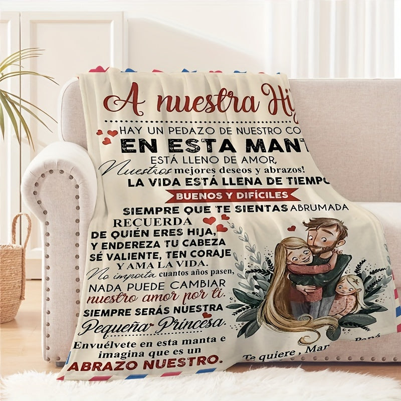 Cozy Spanish Letter Throw Blanket for Children Warm Flannel Couch Bed Travel