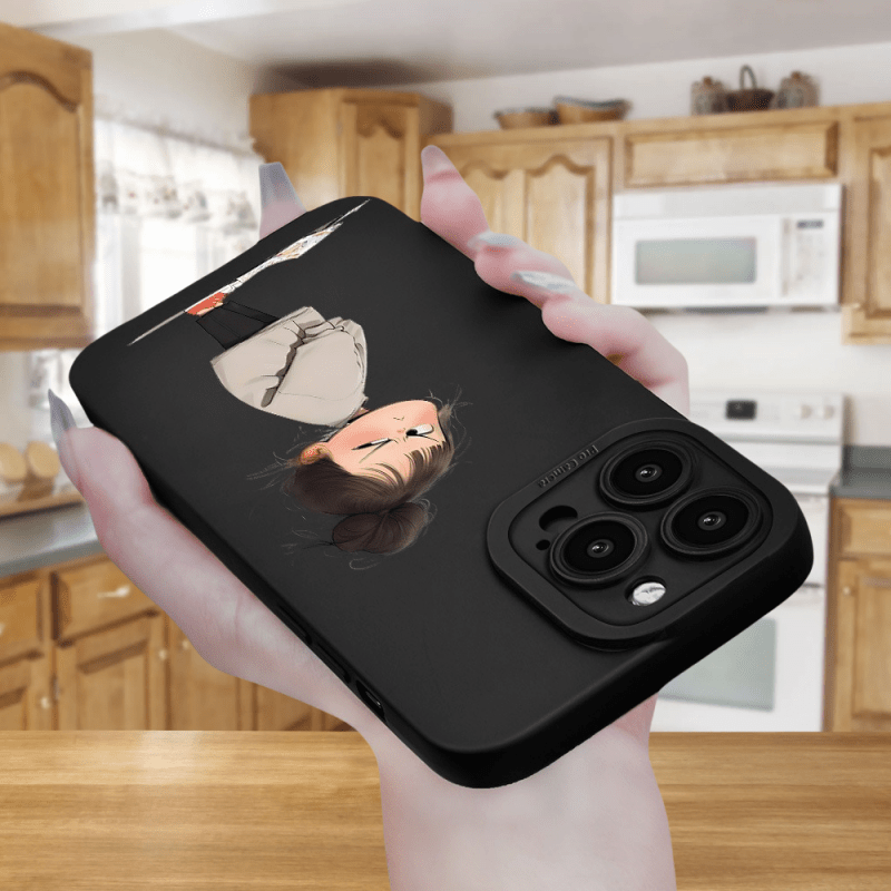 Чёрный чехол для телефона Angry Little Girl, совместимый с моделями iPhone 11, 12, 13, 14, 15, 16, XS, XR, X, 7, 8 Plus, Pro Max, SE