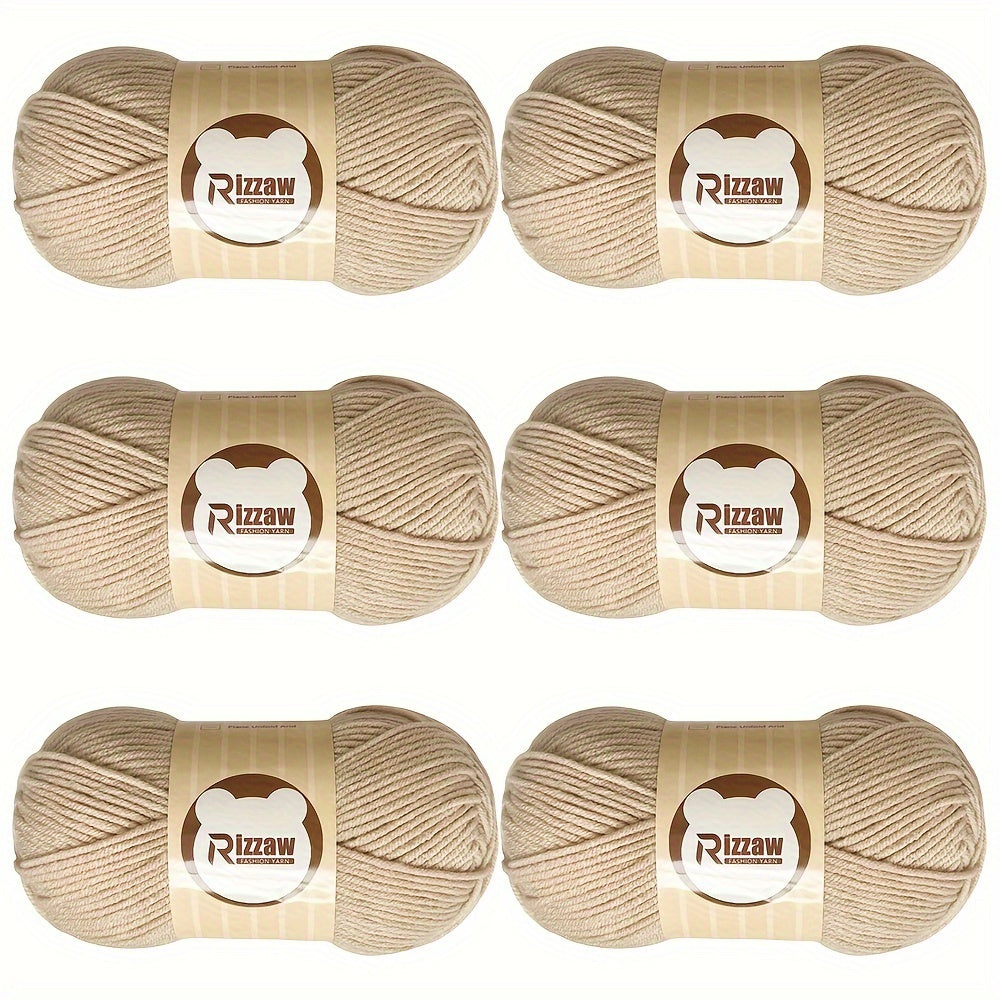 6 Pieces of 50g Soft Acrylic Yarn for Crocheting and Knitting, Assorted Colors