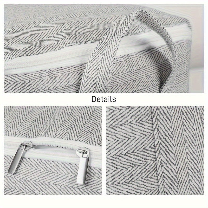 Large Non-Woven Fabric Storage Bin with Lid Handles and Zipper for Clothes Toys and Quilts