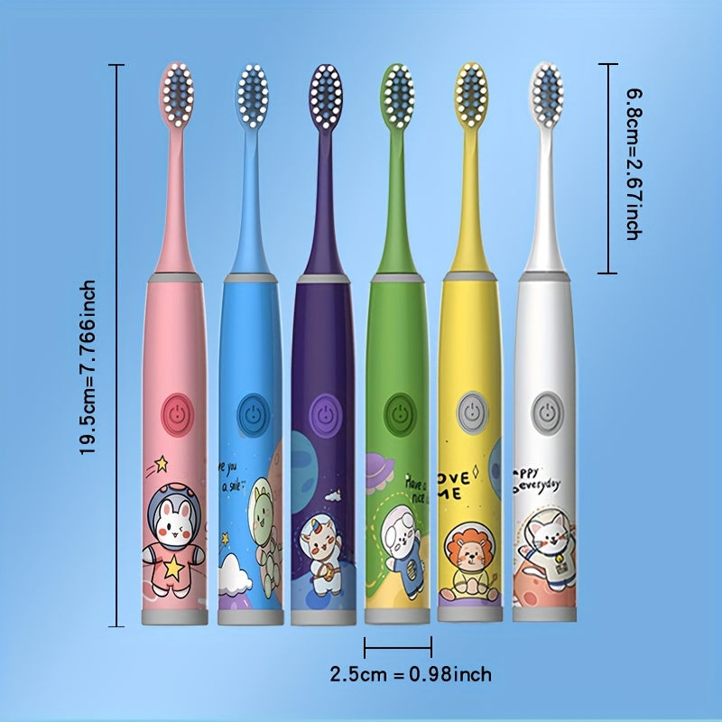 Electric Toothbrush for Kids Cartoon Space Series Soft Bristles 2-Minute Timer Deep Clean
