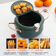 Stainless Steel Deep Fryer with Temperature Gauge and Splash Prevention for Gas and Induction