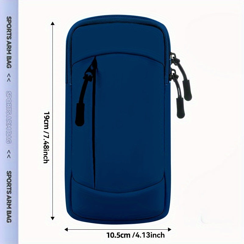 Waterproof Arm Phone Bag Polyester Fiber Zipper Closure for Running Hiking Fitness Adjustable Wristband Mobile Pouch