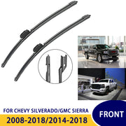 2 Pack Wiper Blades Natural Rubber Top Lock Fit for Silverado Sierra