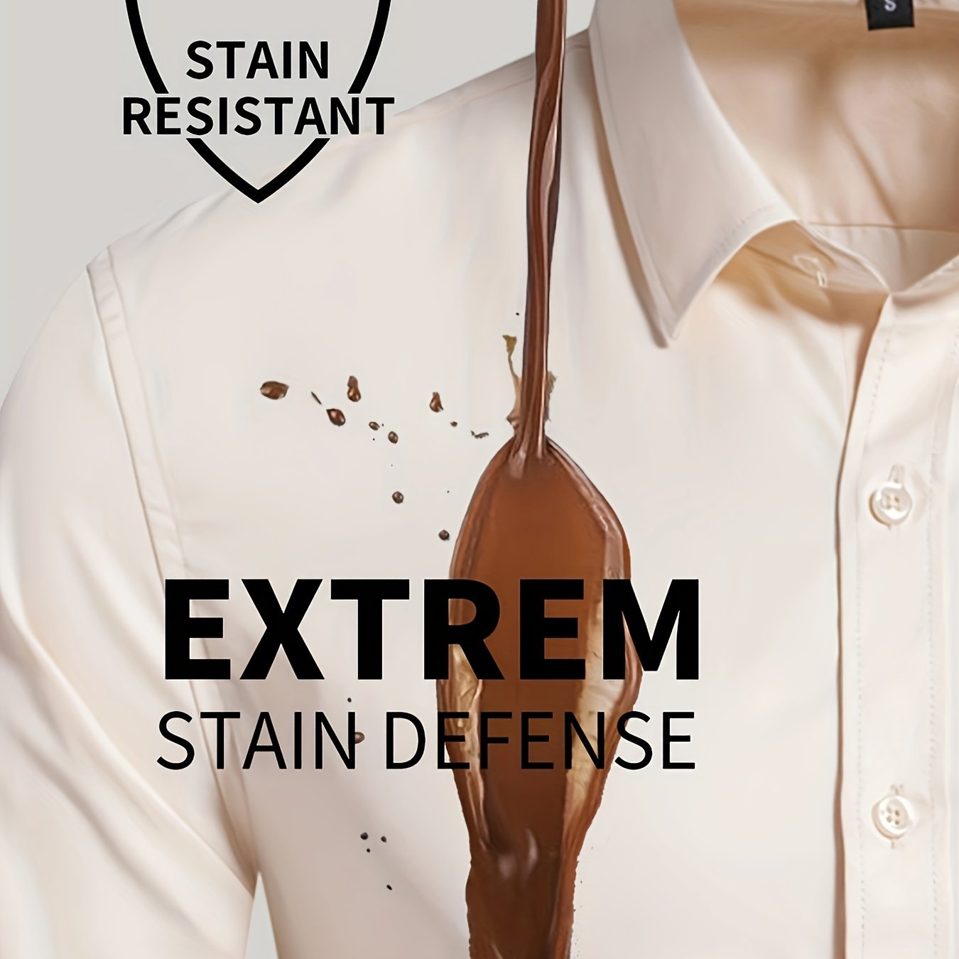 Men's All-Season Cotton-Polyester-Spandex Work Shirt Long Sleeve Lapel Button Regular Fit