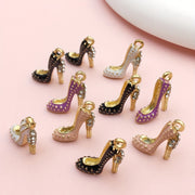 Pack of 10 Alloy Enamel High Heel Shoe Charms for Jewelry Making 18x14mm in 4 Colors